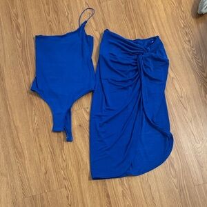 JLUXLABEL Vibrant Blue skirt and bodysuit